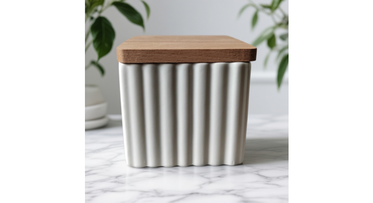 Squre Ceramic Scented Candle Container with wood lid