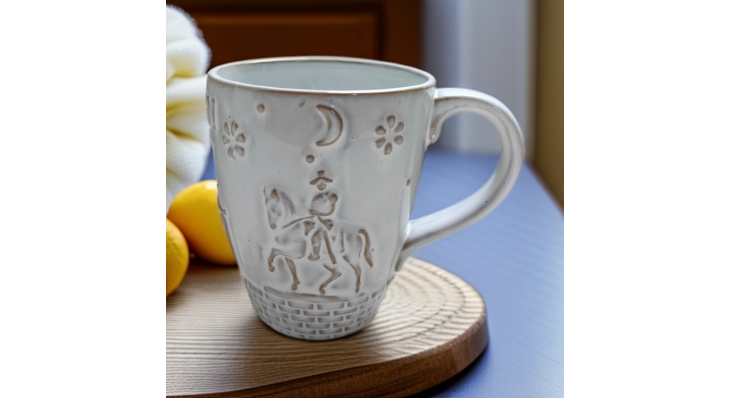 Ceramic Mug Decorated with Embossed Design
